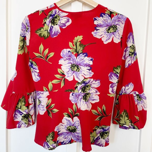 Topshop Felicity Floral Front Tie Blouse - Picture 9 of 12